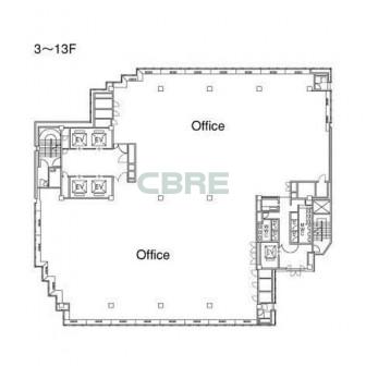3階〜13階 平面図
