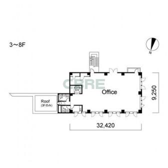 3階〜8階 平面図