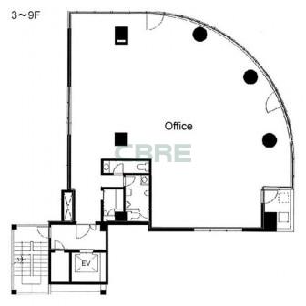 3階〜9階 平面図