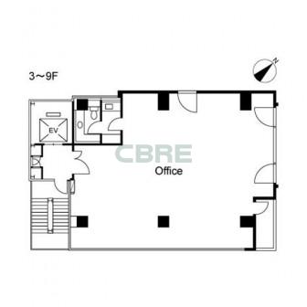 3階〜9階 平面図