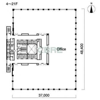 4階〜21階 平面図