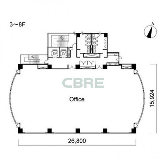 3階〜8階 平面図