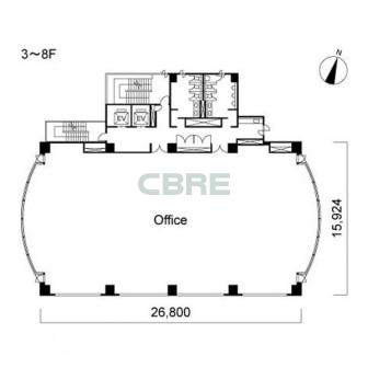 3階〜8階 平面図
