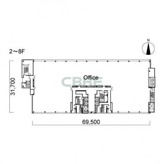 2階〜8階 平面図