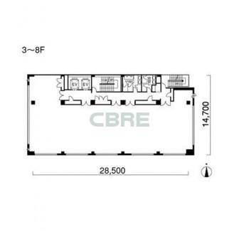 3階〜8階 平面図