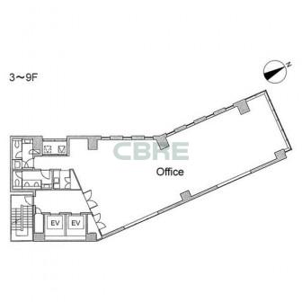 3階〜9階 平面図