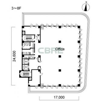 3階〜8階 平面図