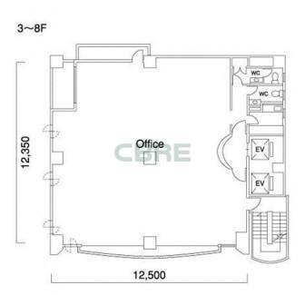 3階〜8階 平面図