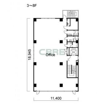 3階〜8階 平面図