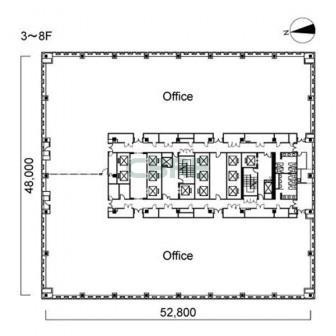 3階〜8階 平面図