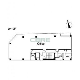 2階〜9階 平面図