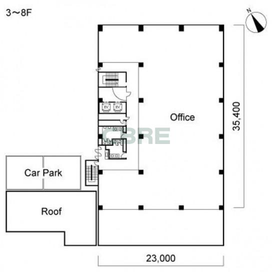 3階〜8階 平面図