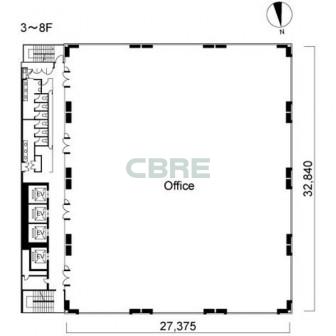 3階〜8階 平面図