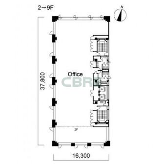 2階〜9階 平面図