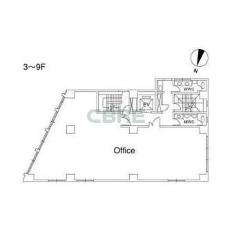 3階〜9階 平面図