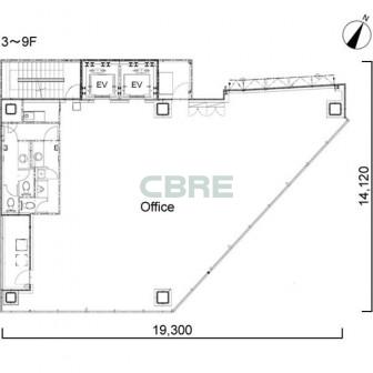 3階〜9階 平面図