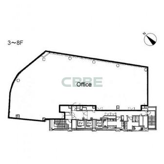 3階〜8階 平面図