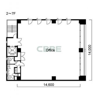2階〜7階 平面図