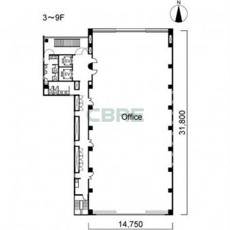 3階〜9階 平面図