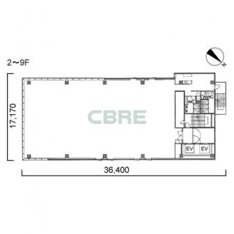 2階〜9階 平面図