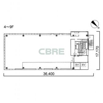 4階〜9階 平面図