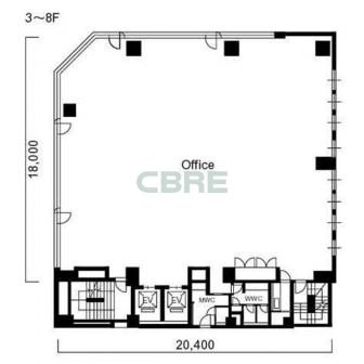 3階〜8階 平面図