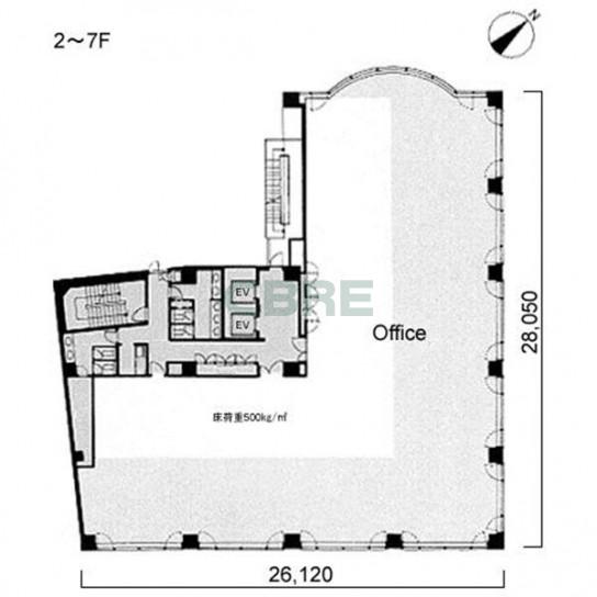 2階〜7階 平面図