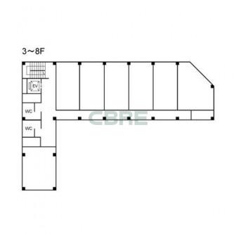 3階〜8階 平面図
