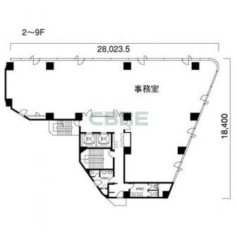 2階〜9階 平面図