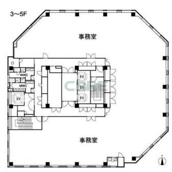 3階〜5階 平面図