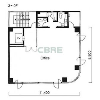 3階〜9階 平面図
