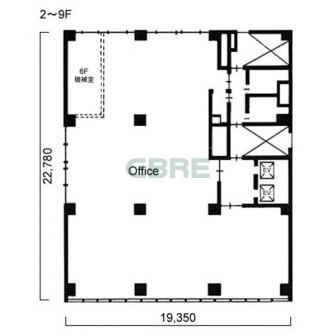 2階〜9階 平面図