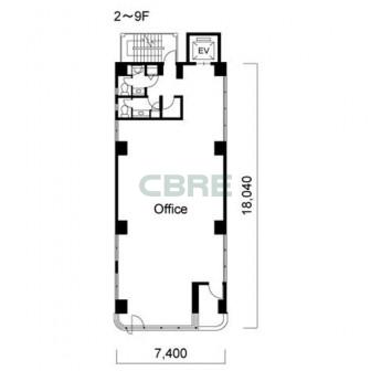 2階〜9階 平面図