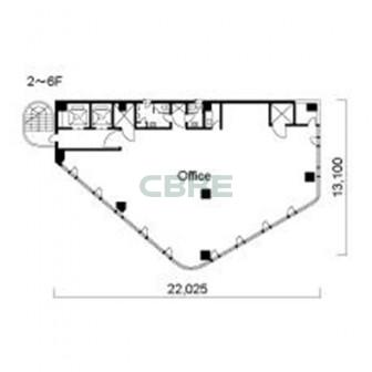 2階〜6階 平面図