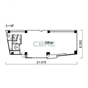 3階〜9階 平面図