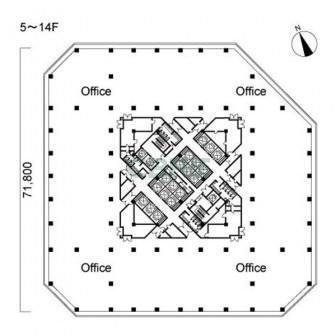 5階〜14階 平面図