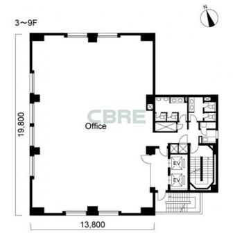 3階〜9階 平面図