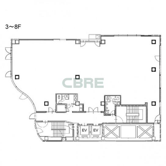 3階〜8階 平面図