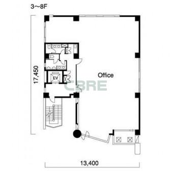 3階〜8階 平面図