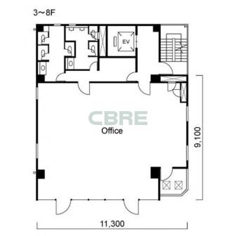 3階〜8階 平面図