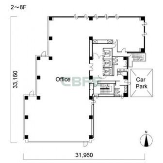 2階〜8階 平面図