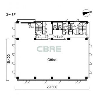 3階〜8階 平面図