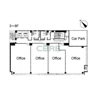 3階〜8階 平面図