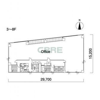3階〜8階 平面図