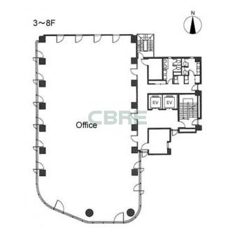 3階〜8階 平面図