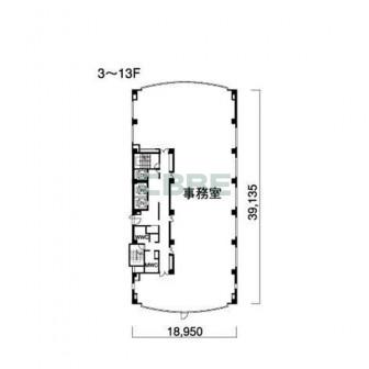 3階〜13階 平面図