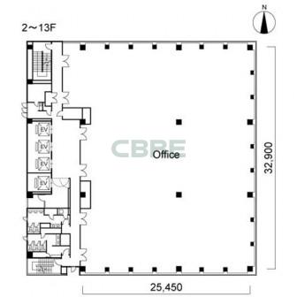 2階〜13階 平面図