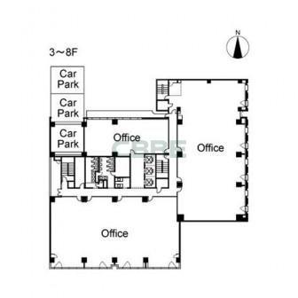 3階〜8階 平面図