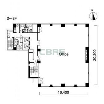 2階〜8階 平面図