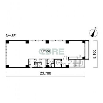 3階〜8階 平面図
